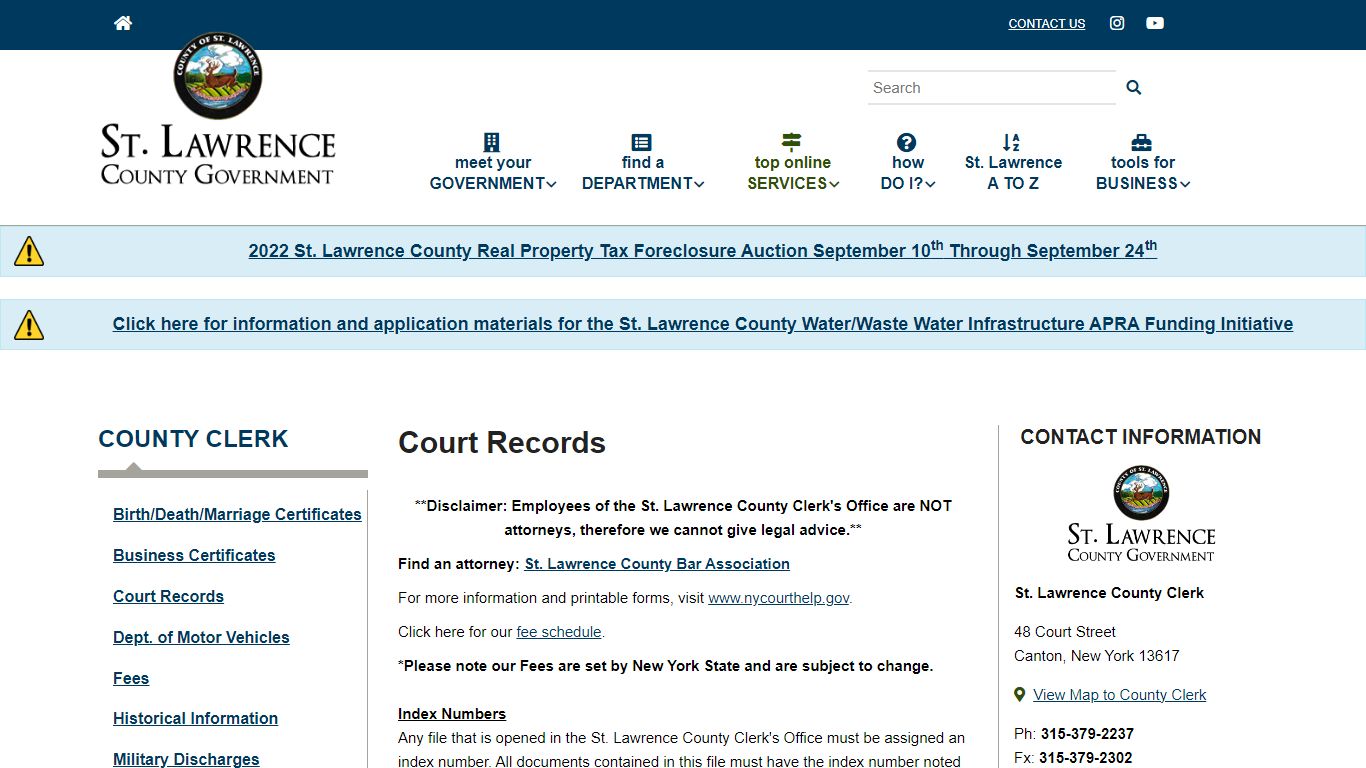 Court Records | St. Lawrence County