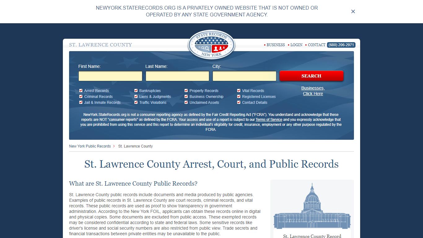 St. Lawrence County Arrest, Court, and Public Records